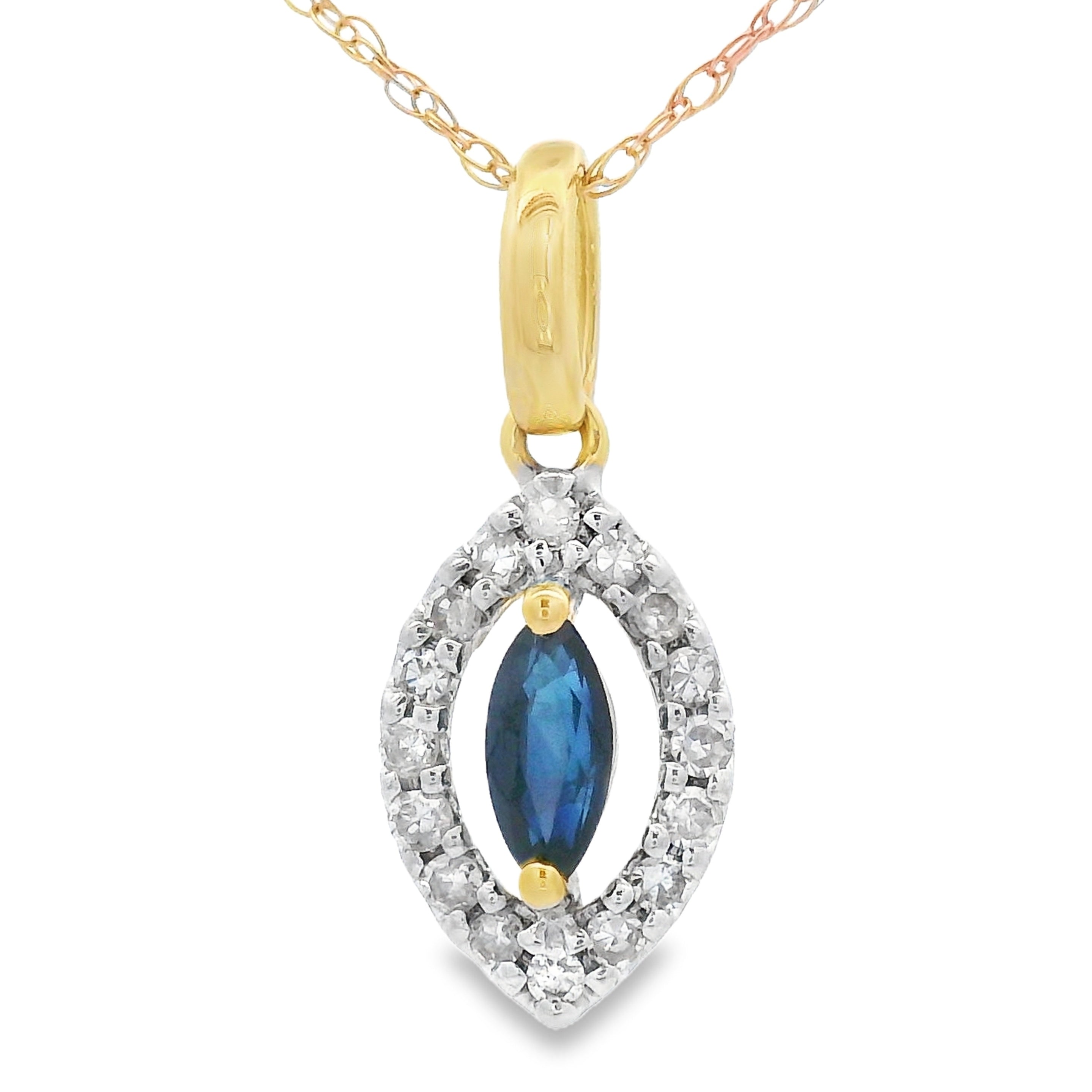 Sapphire Diamond Fashion Pendants 10KT Yellow Gold