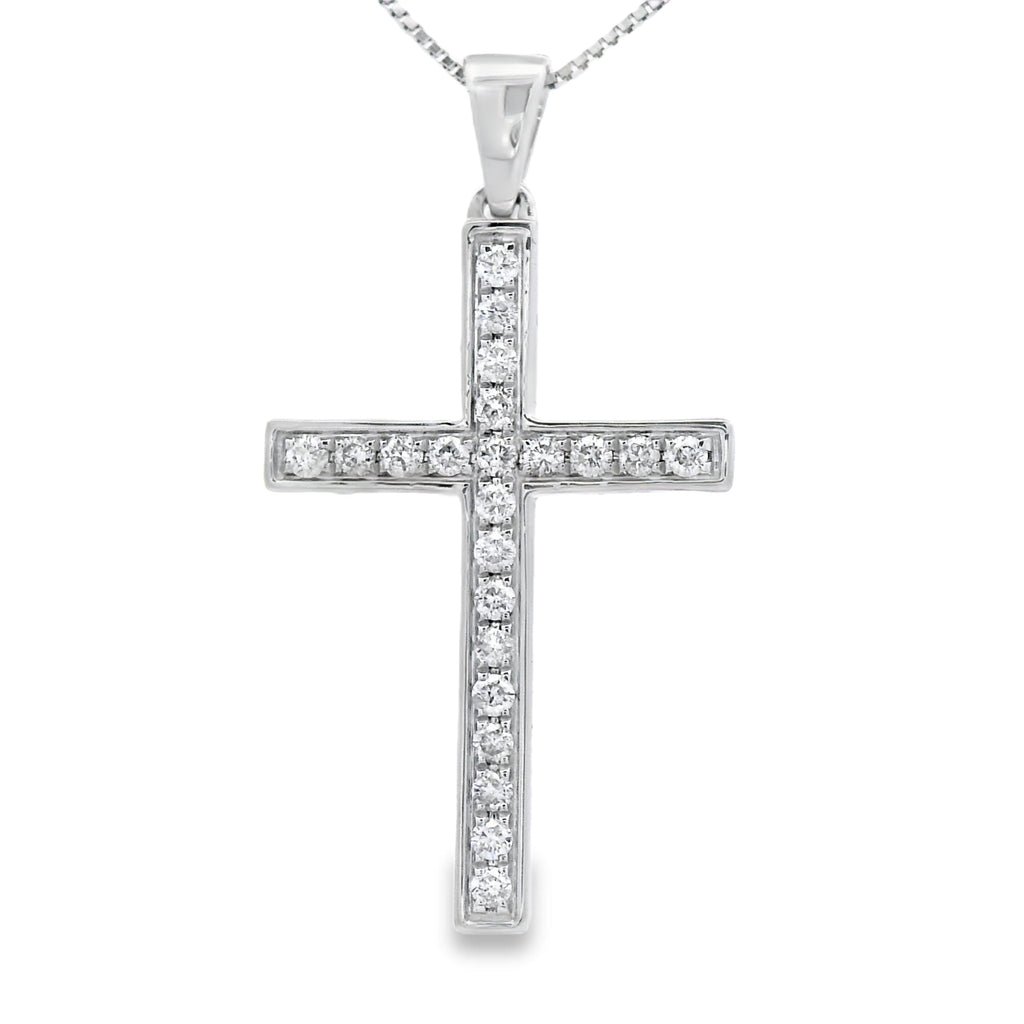 .22ct Diamond Cross Religious Pendant 14KT White Gold