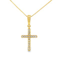 .08ct Diamond Cross Religious Pendant 10KT Yellow Gold