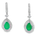 Chalcedony Diamond Dangle Earrings 10KT White Gold