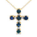 .32ct Sapphire Cross Religious Pendant 10KT Yellow Gold