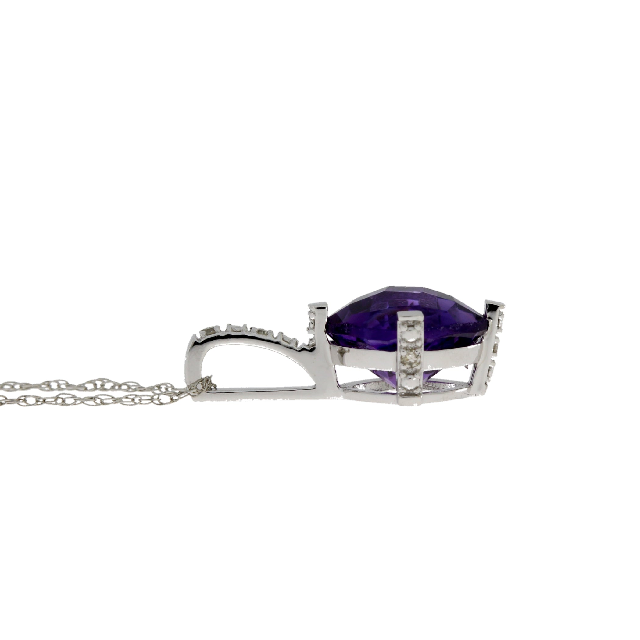 Amethyst Diamond Fashion Pendants 10KT White Gold