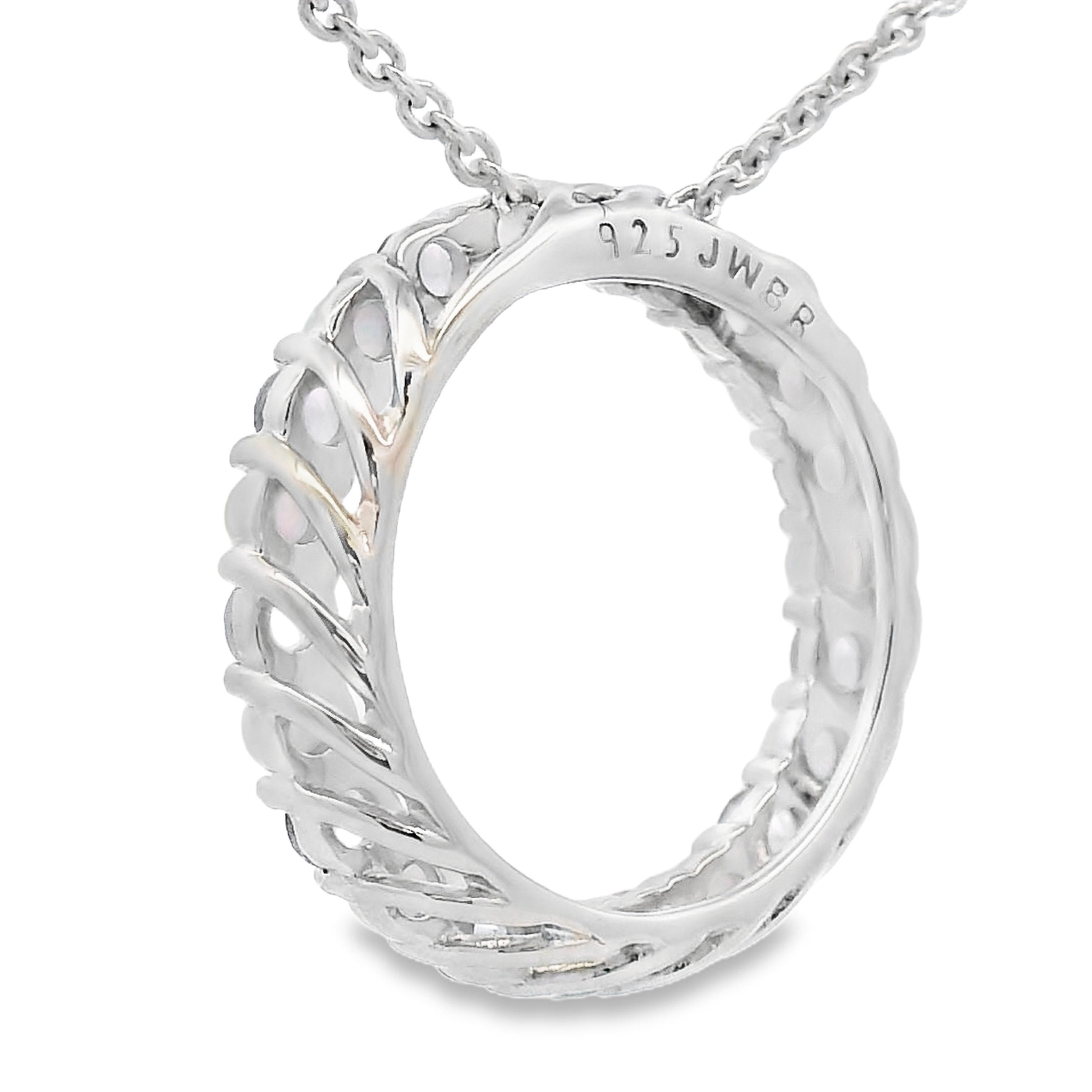 Created Opal Circle of Love Pendant Sterling Silver