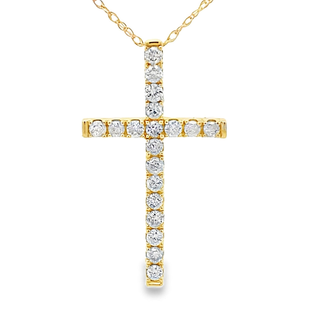 .33ct Diamond Cross Religious Pendant 14KT Yellow Gold