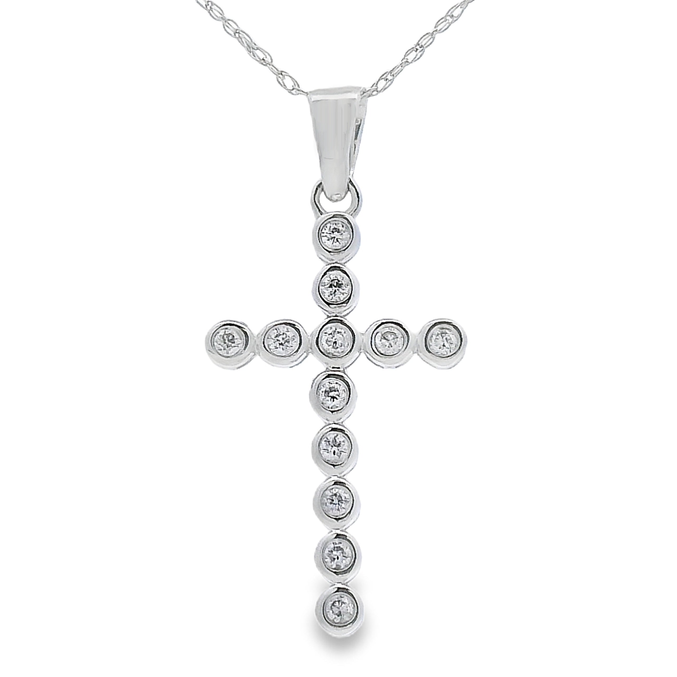 .12ct Diamond Cross Religious Pendant 14KT White Gold