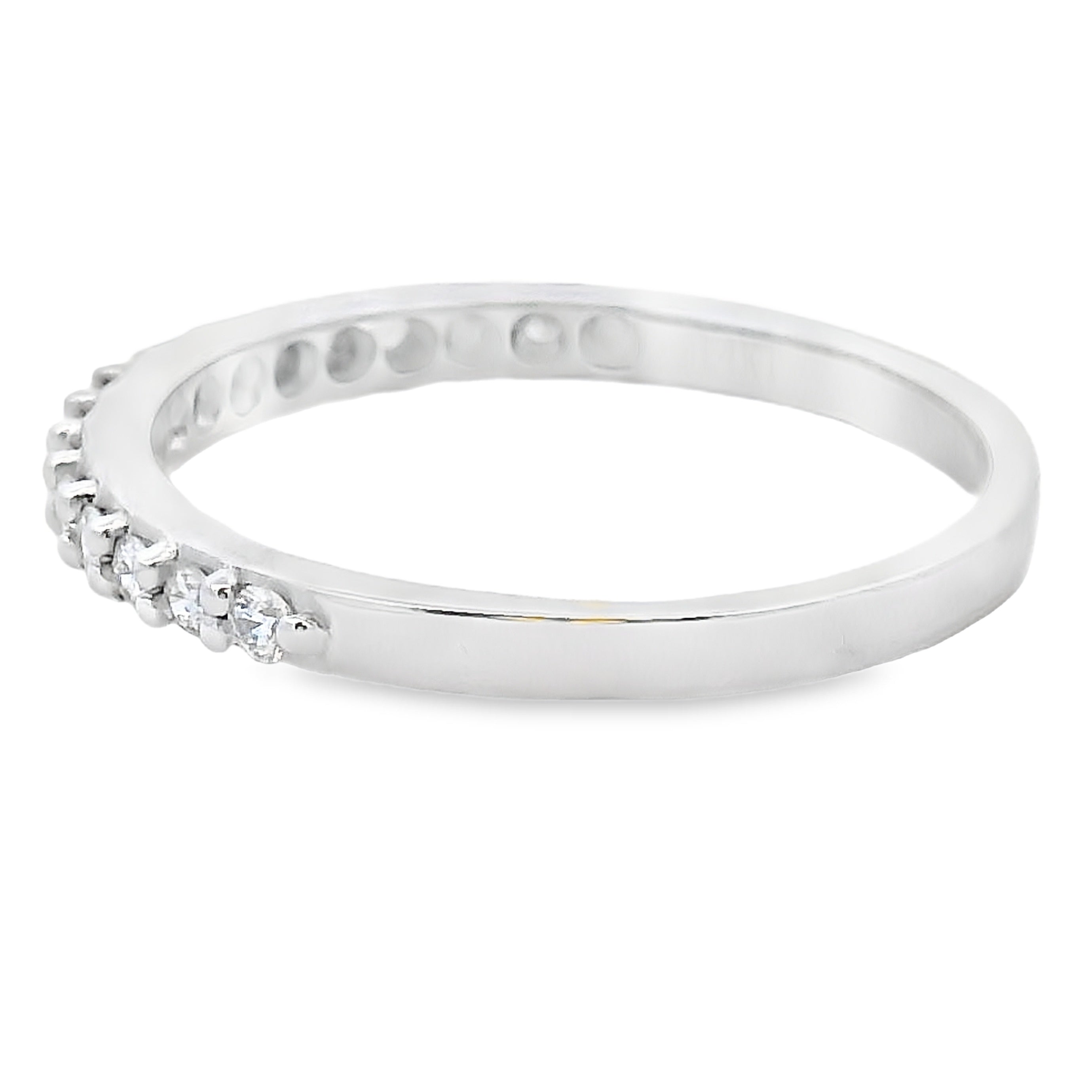 Natural .25ct Diamond Wedding Band Ring 14KT White Gold