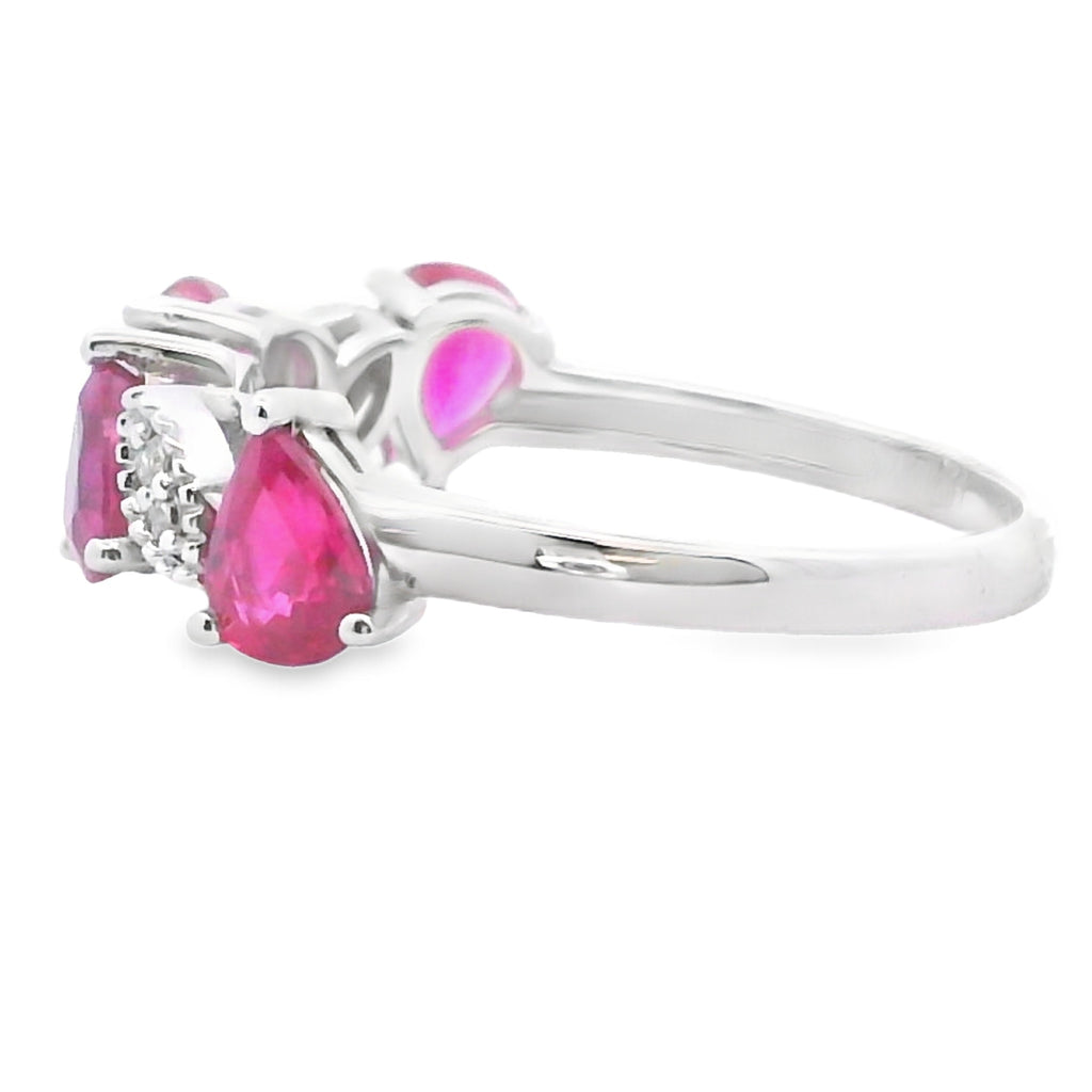 Natural 1.24ct Ruby Diamond Ring 14KT White Gold