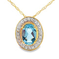 Blue Topaz Diamond Fashion Pendants 10KT Yellow Gold