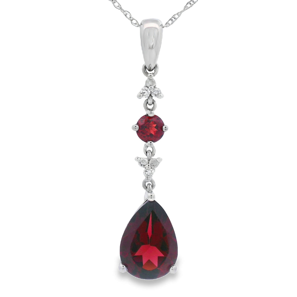 2.25ct Garnet Diamond Fashion Pendants 14KT White Gold