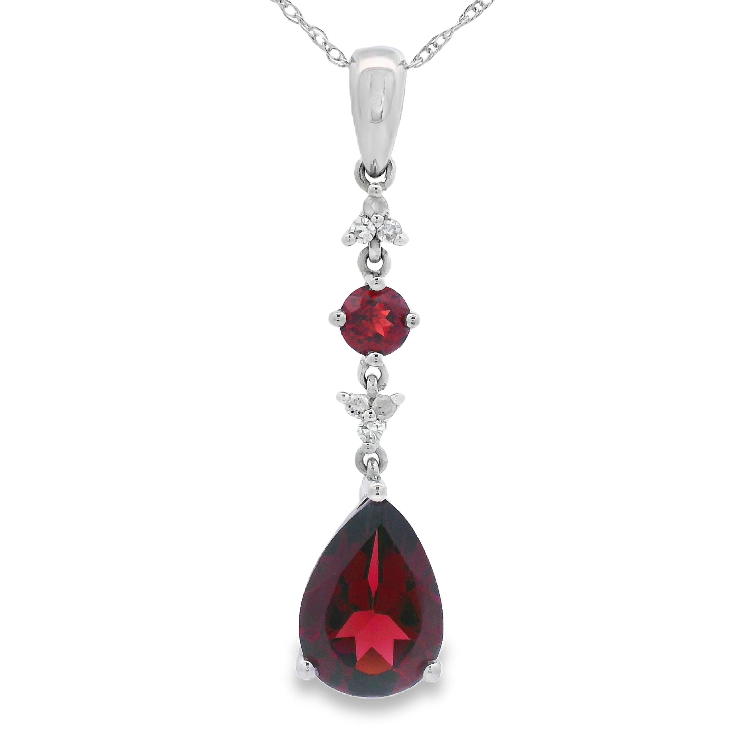 2.25ct Garnet Diamond Fashion Pendants 14KT White Gold