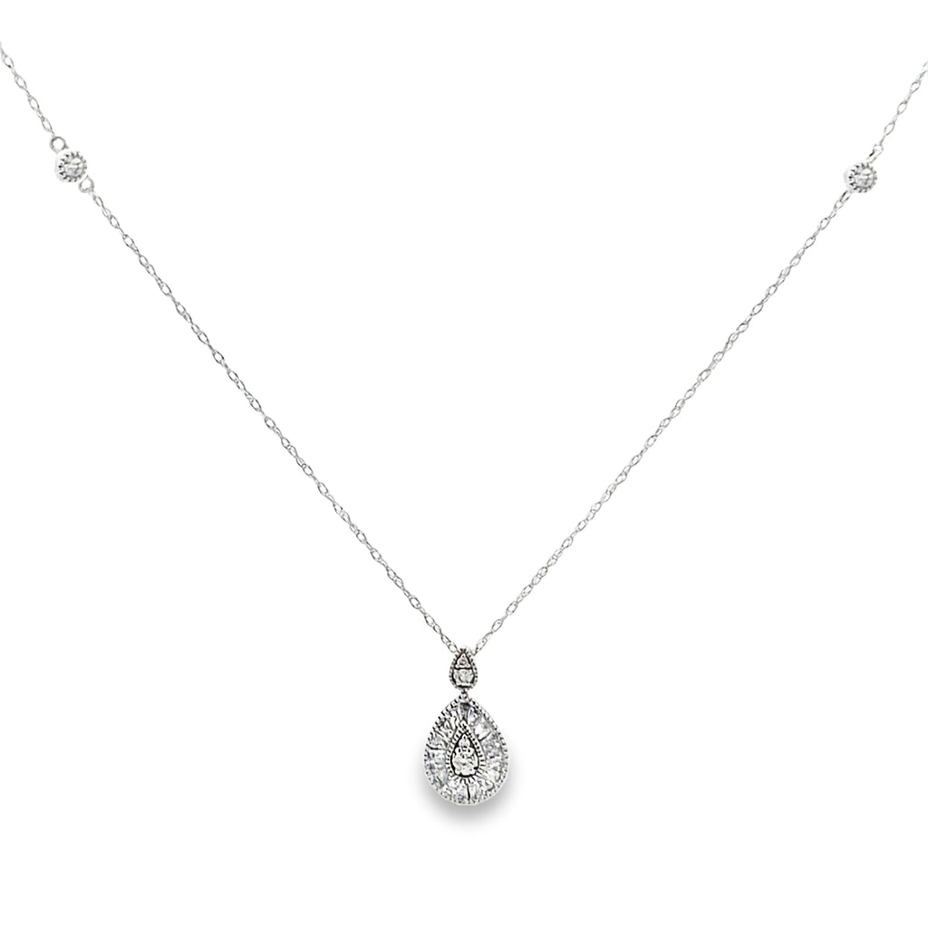 Genuine .32ct Diamond Fashion Pendants 14KT White Gold