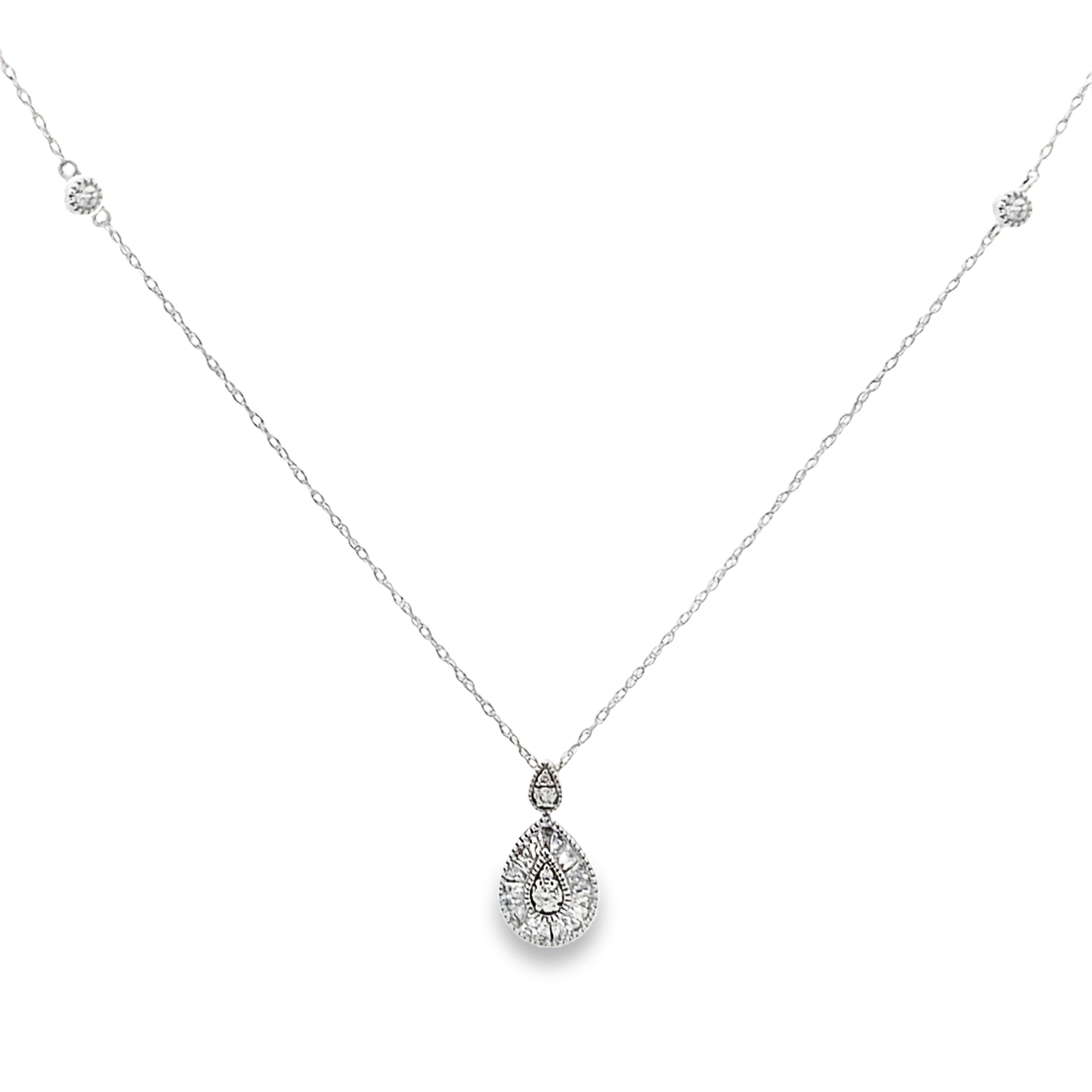 Genuine .32ct Diamond Fashion Pendants 14KT White Gold