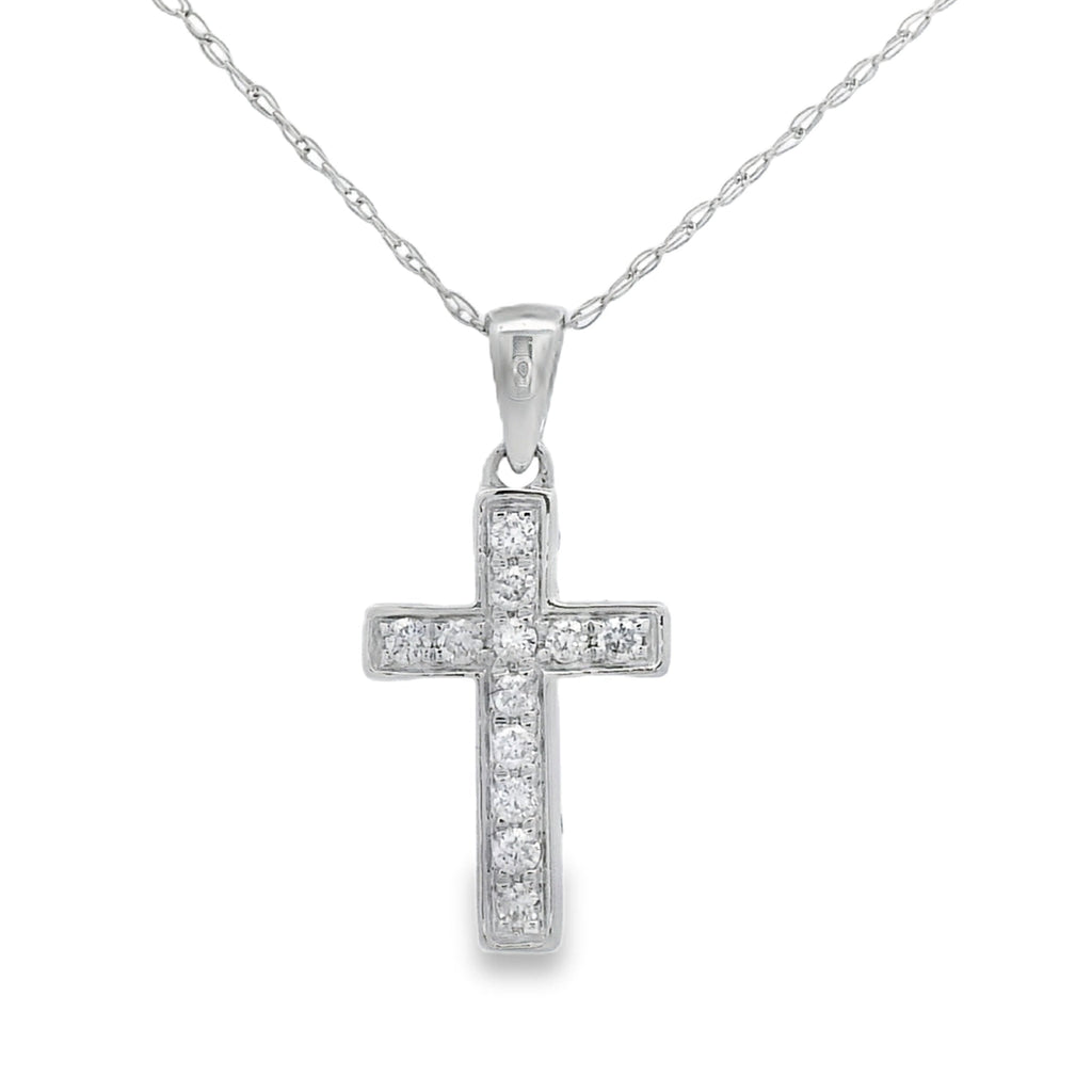 .12ct Diamond Cross Religious Pendant 14KT White Gold