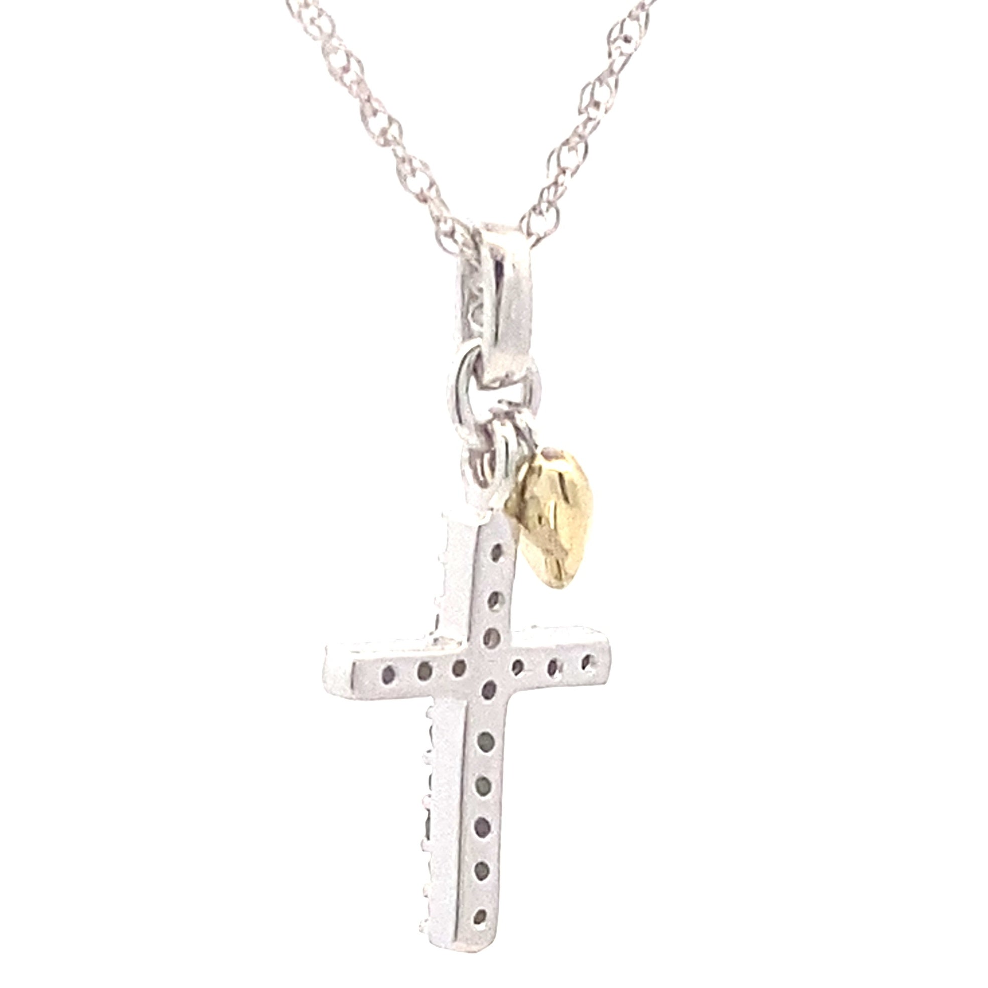 .15ct Diamond Cross Religious Pendant Sterling Silver