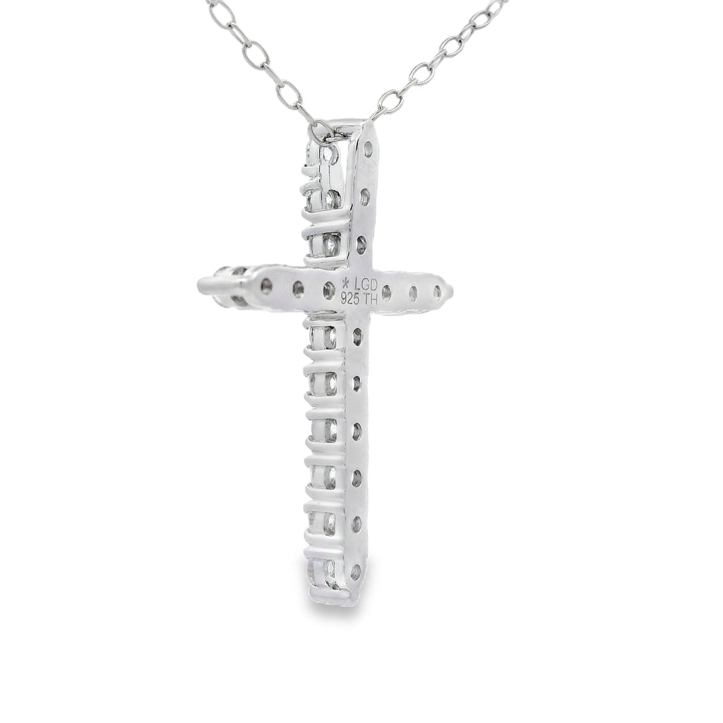 Genuine .65ct Cross Religious Pendant Sterling Silver