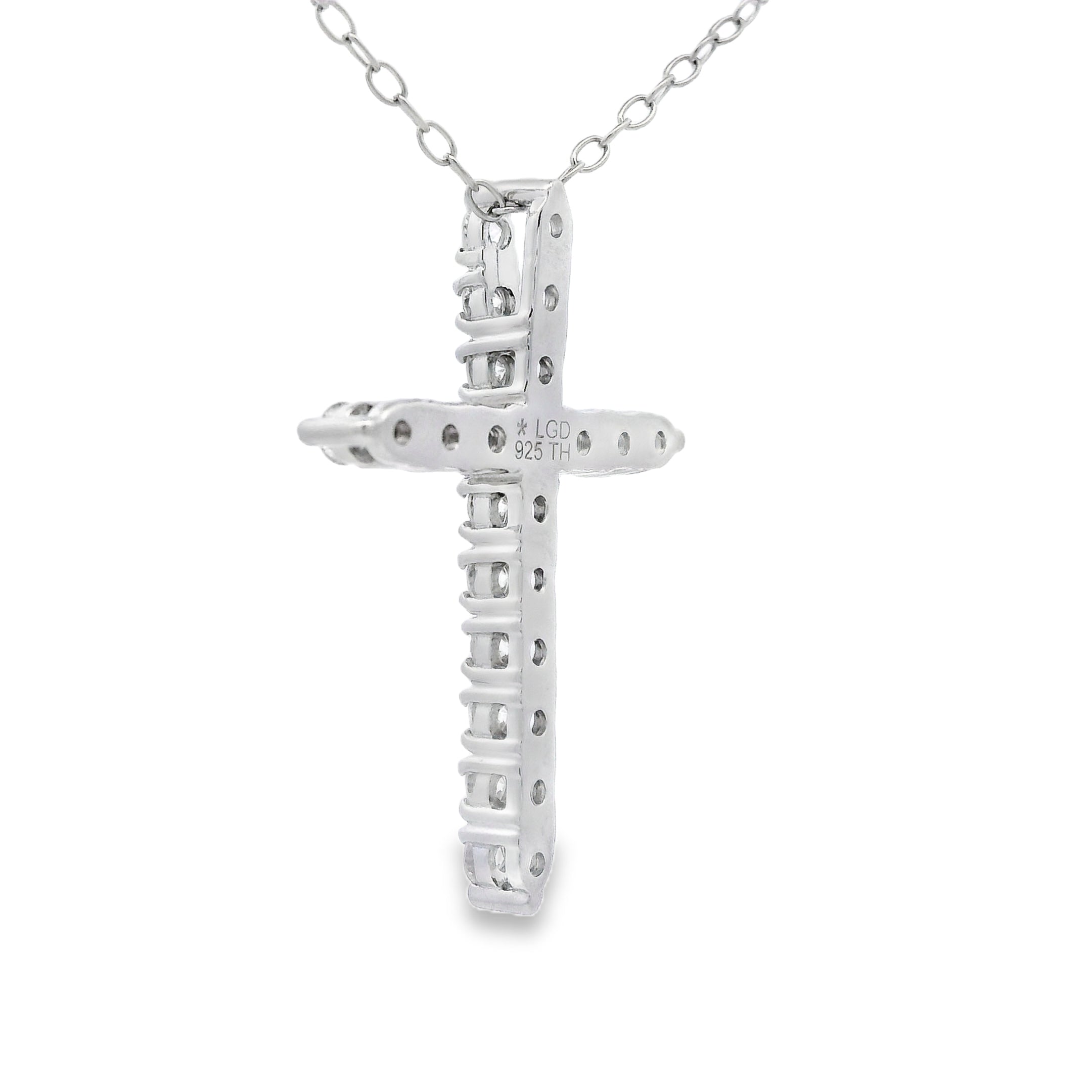 Genuine .65ct Cross Religious Pendant Sterling Silver
