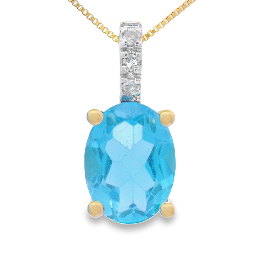 Blue Topaz Diamond Fashion Pendants 10KT Yellow Gold