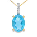 Blue Topaz Diamond Fashion Pendants 10KT Yellow Gold