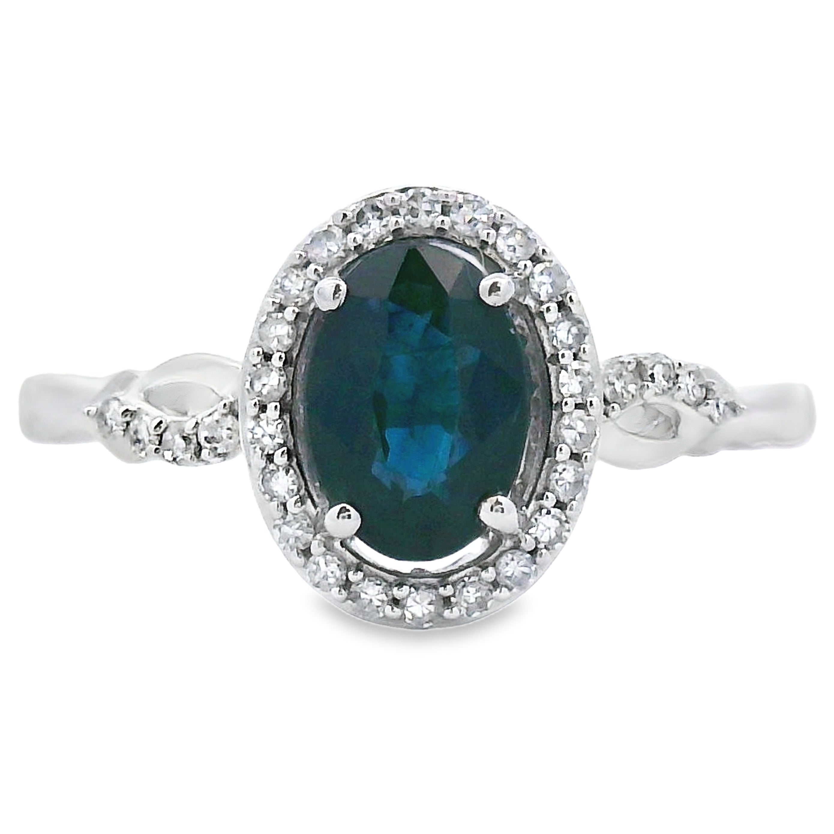 1.07ct Sapphire Diamond Ring 10KT White Gold
