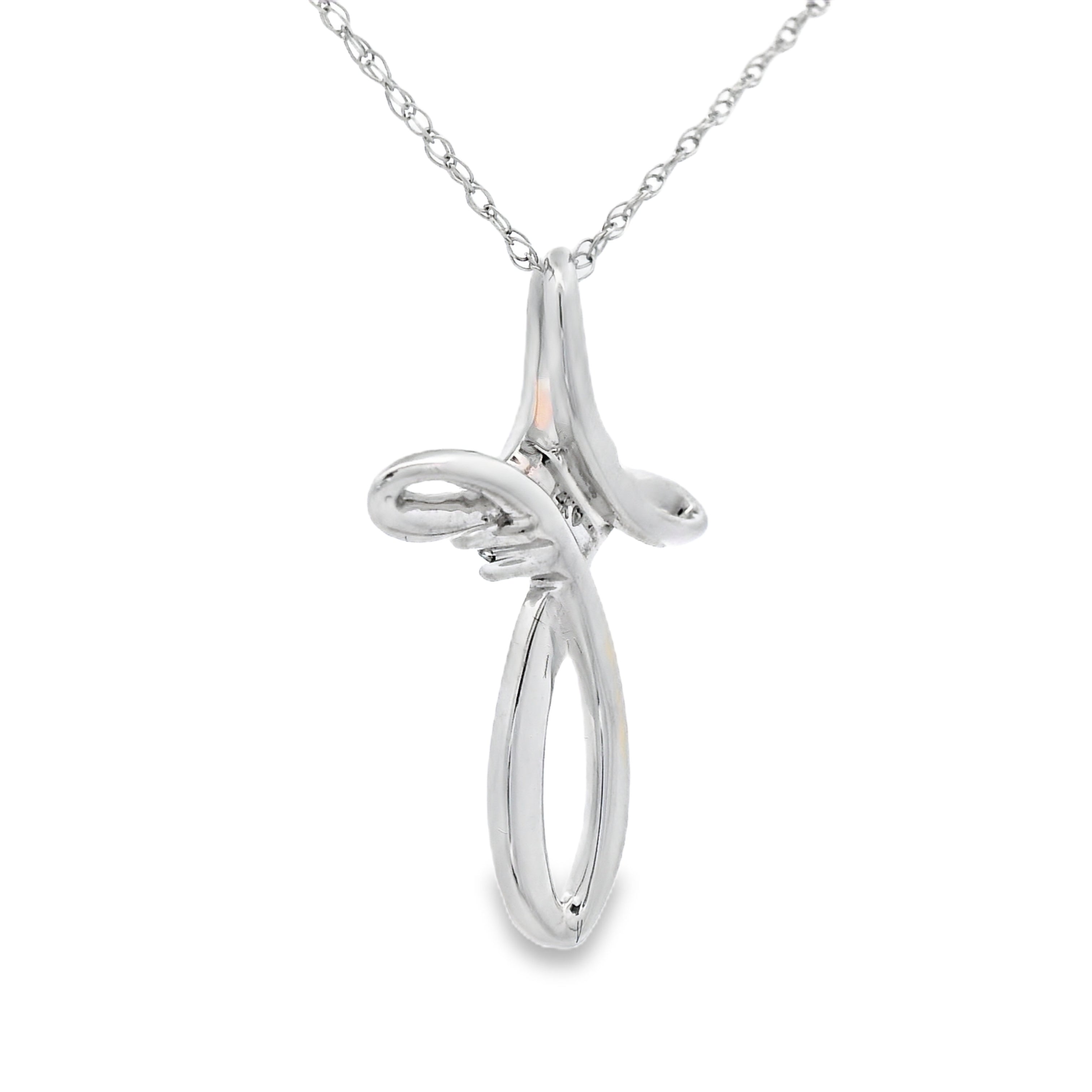 .04ct Diamond Cross Religious Pendant 14KT White Gold