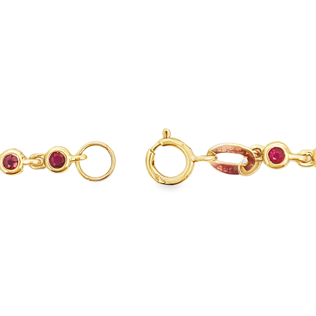 .95ct Ruby Diamond Bracelet 14KT Yellow Gold