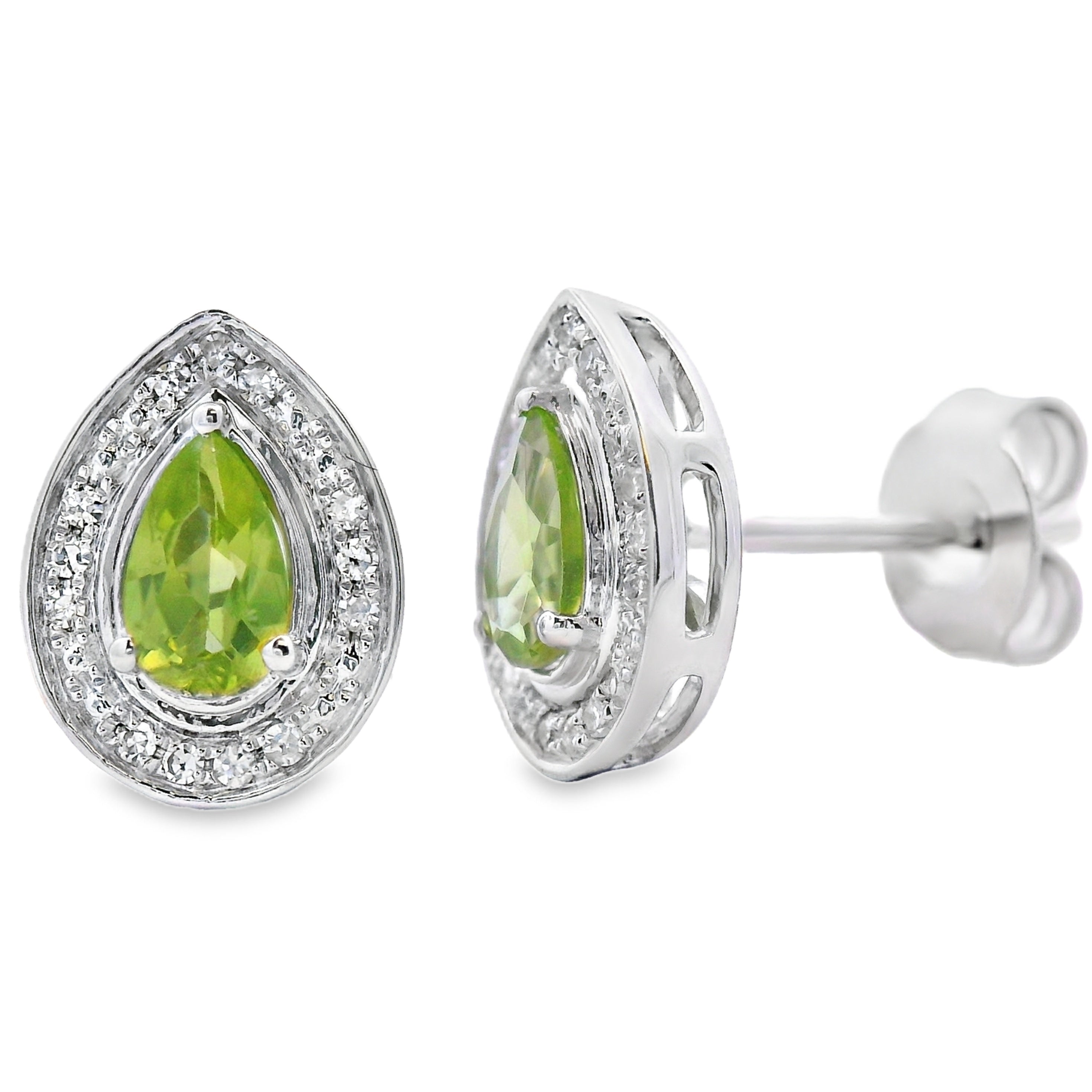 .56ct Peridot Diamond Stud Earrings 10KT White Gold