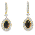 .84ct Quartz Diamond Dangle Earrings 10KT Yellow Gold