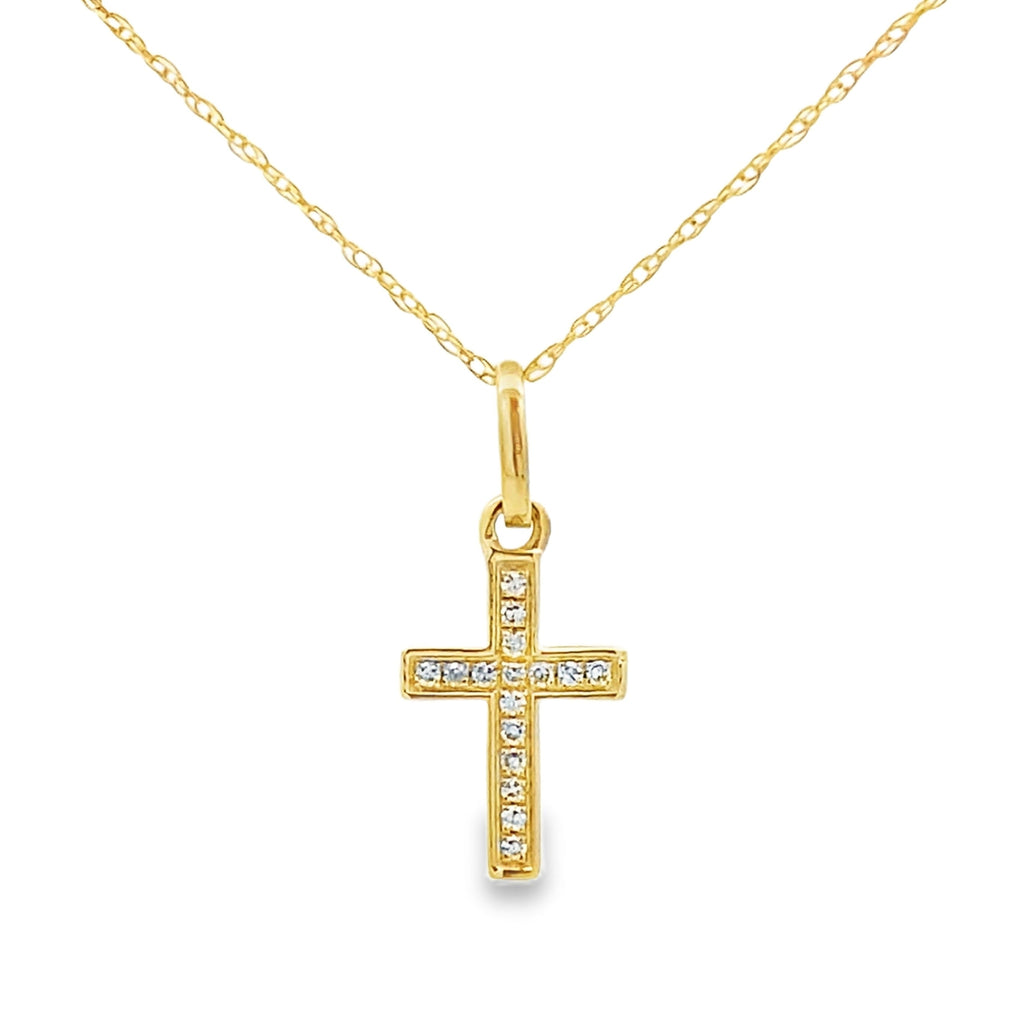 .05ct Diamond Cross Religious Pendant 14KT Yellow Gold