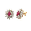 2.30ct Ruby Diamond Earrings 14KT Yellow Gold