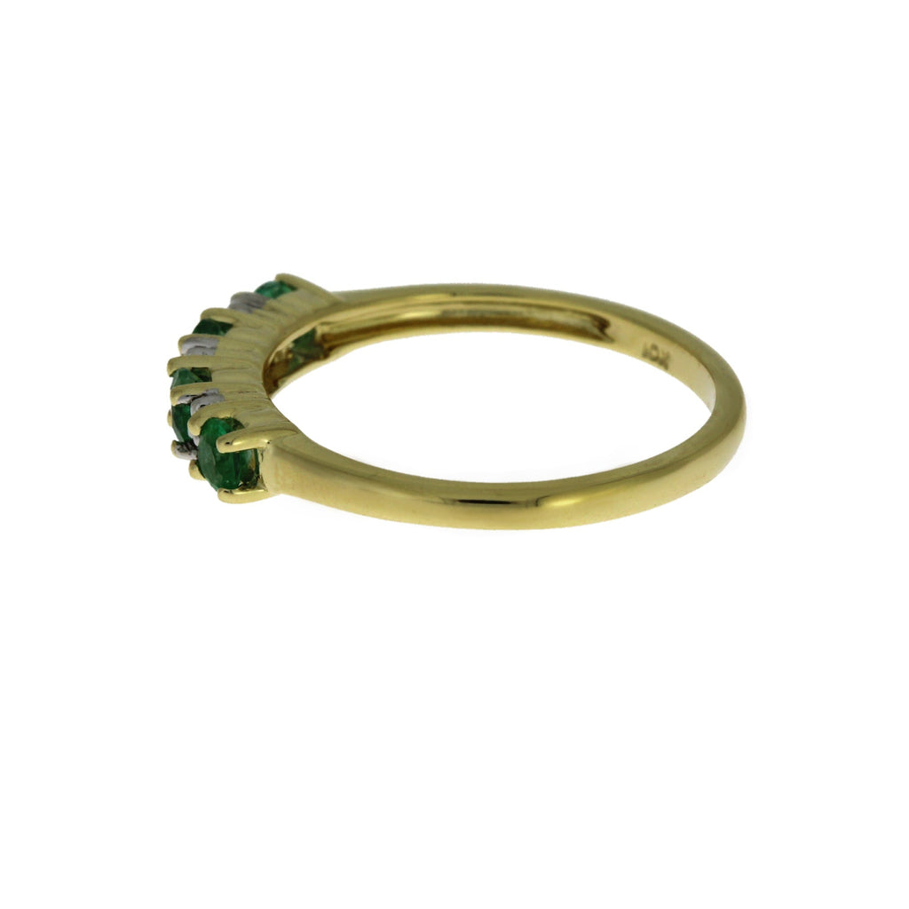 Emerald Diamond Fashion band rings 10KT Yellow Gold