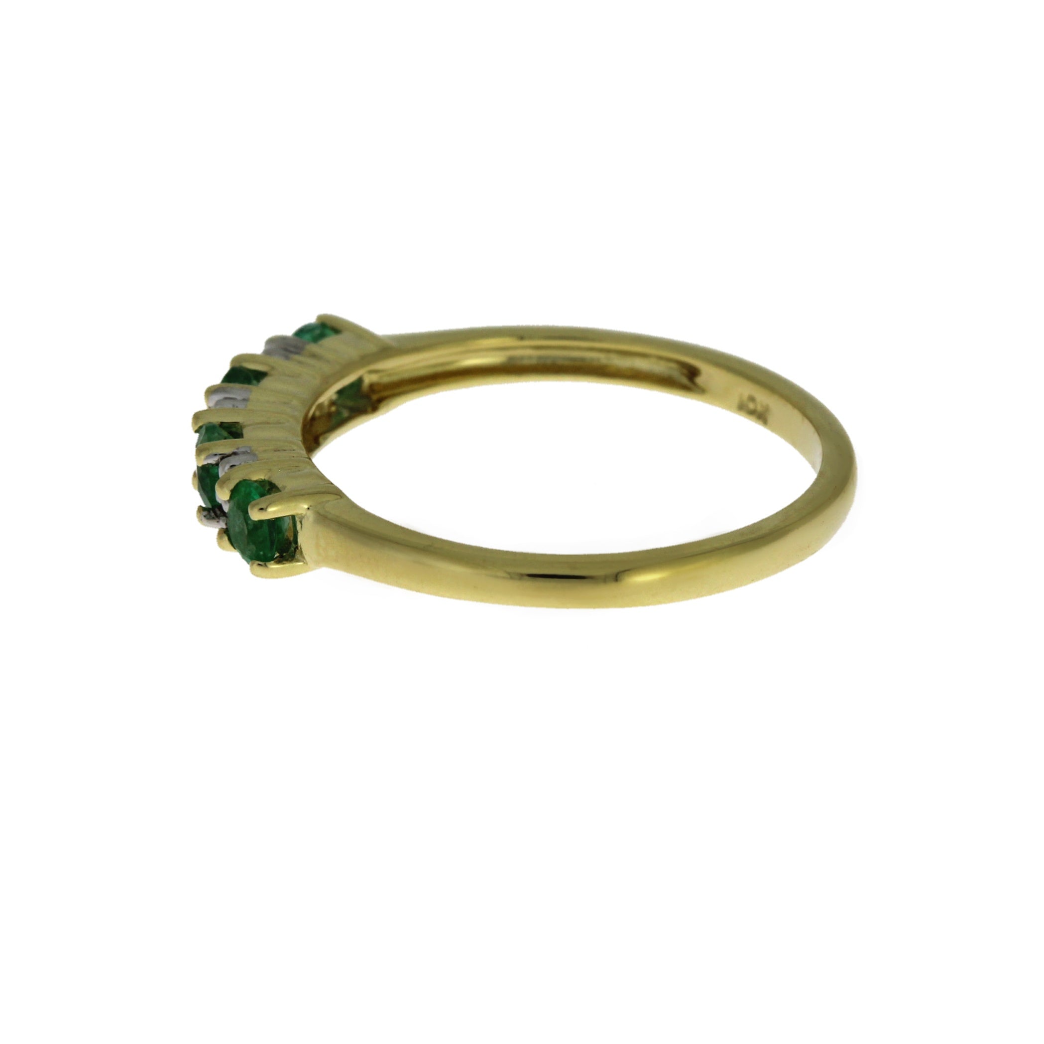 Emerald Diamond Fashion band rings 10KT Yellow Gold
