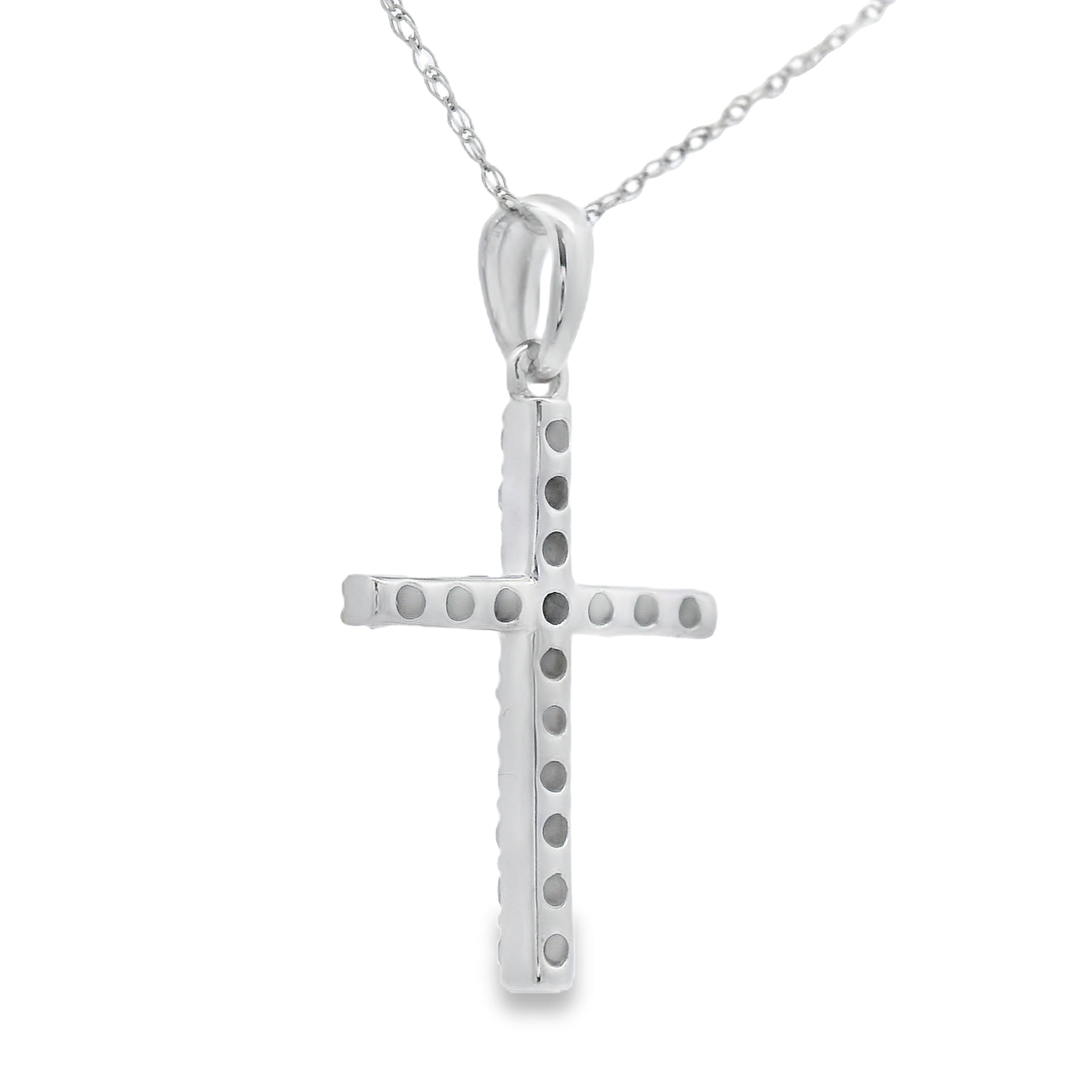 .25ct Diamond Cross Religious Pendant 14KT White Gold