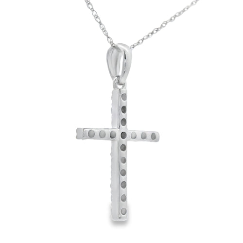 .25ct Diamond Cross Religious Pendant 14KT White Gold
