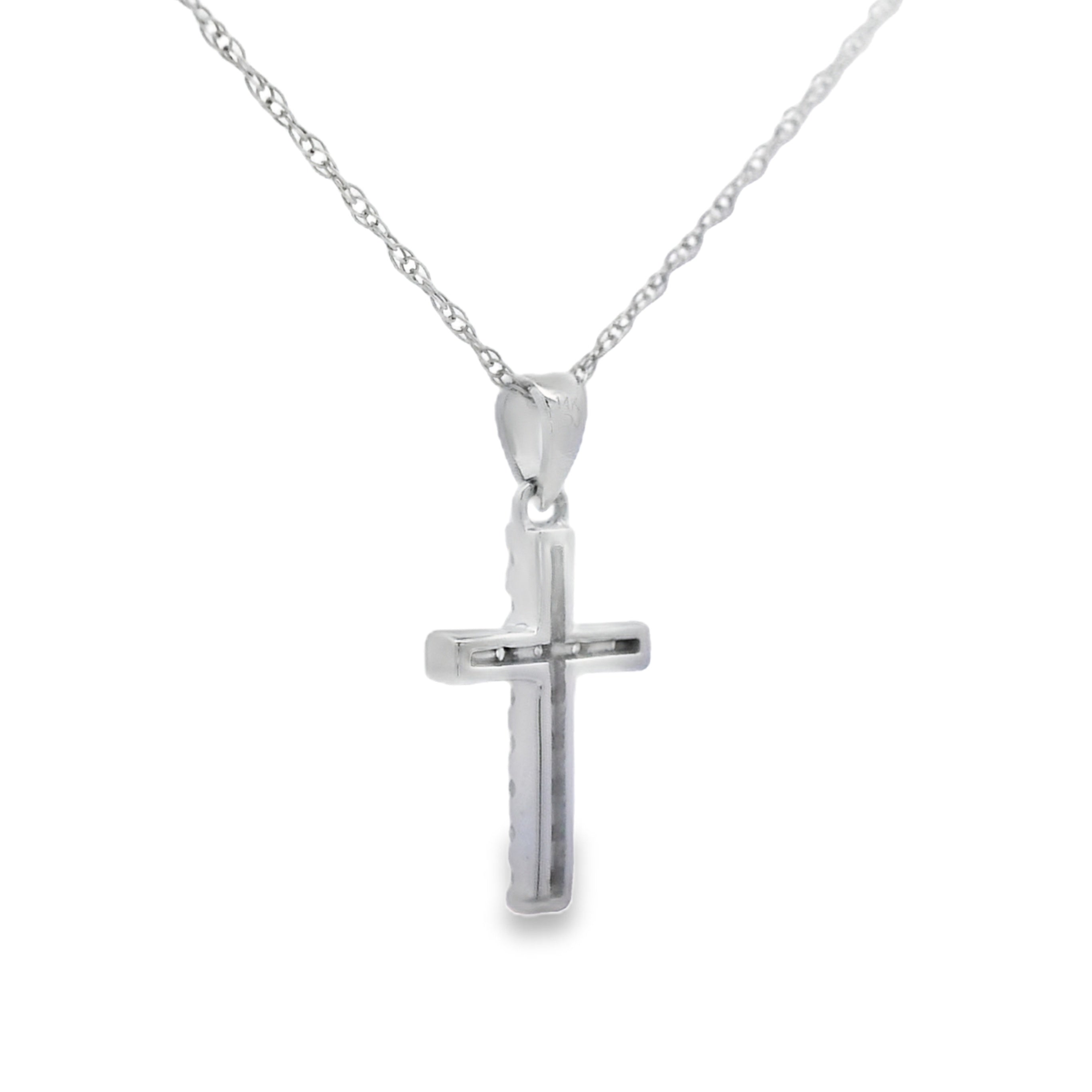 .11ct Diamond Cross Religious Pendant 14KT White Gold