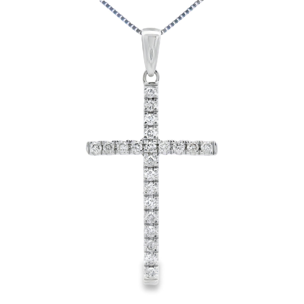.21ct Diamond Cross Religious Pendant 14KT White Gold