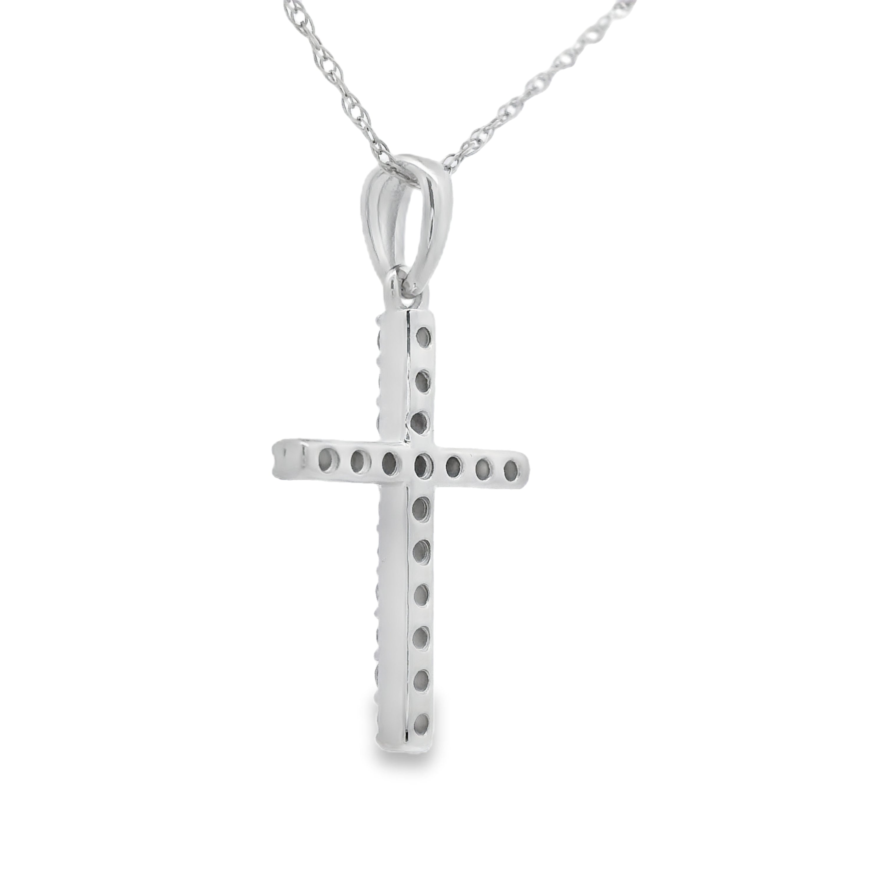 .19ct Diamond Cross Religious Pendant 14KT White Gold