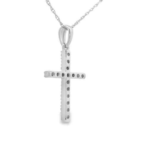 .19ct Diamond Cross Religious Pendant 14KT White Gold