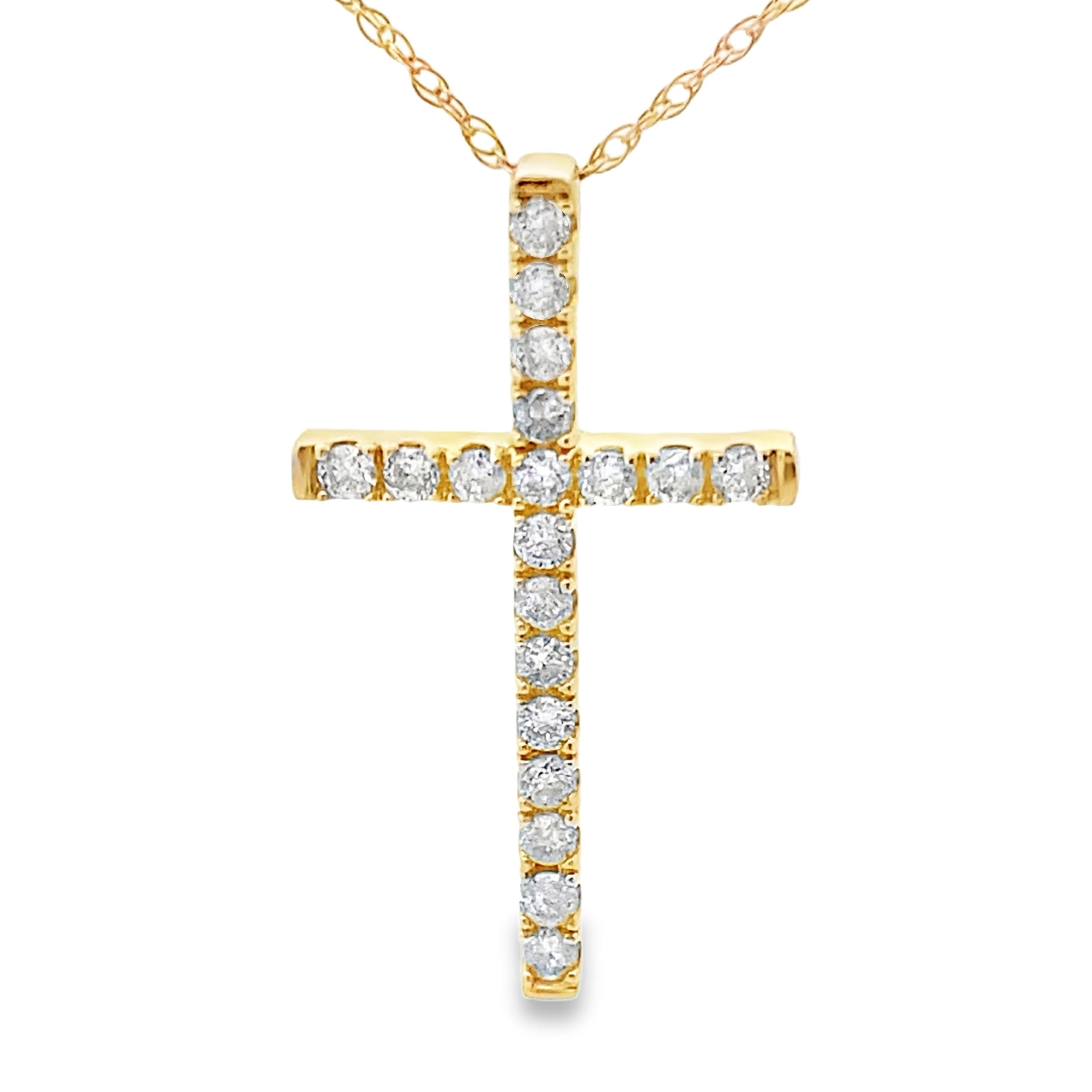 .24ct Diamond Cross Religious Pendant 14KT Yellow Gold