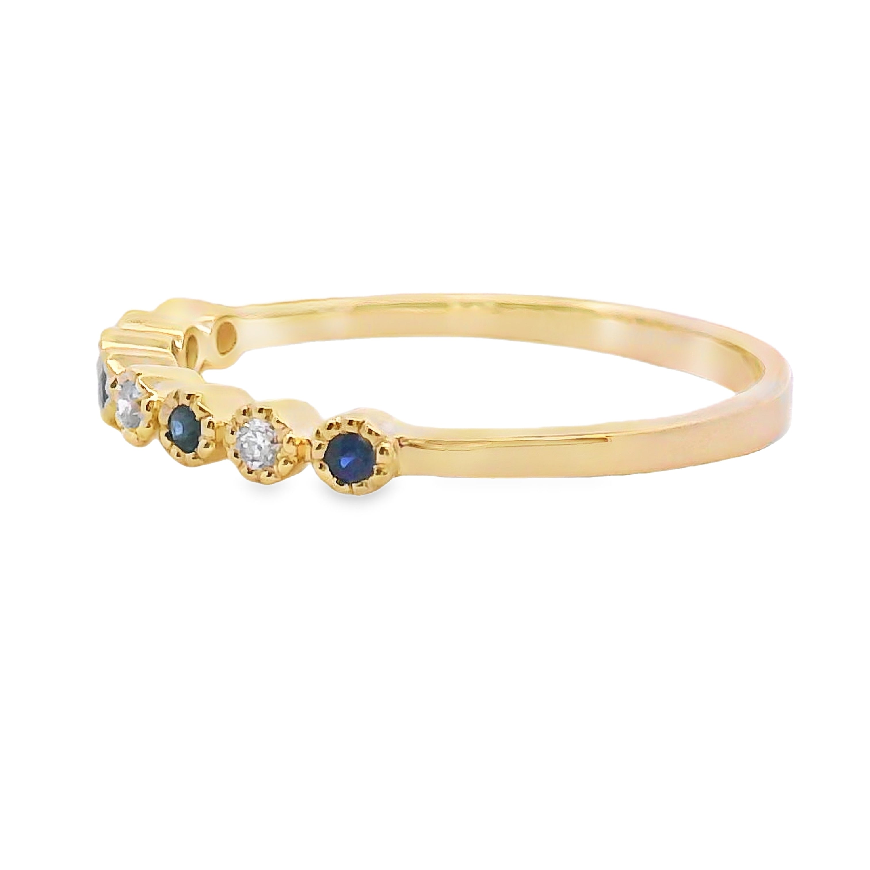 Sapphire Diamond stackable band set 14KT Yellow Gold