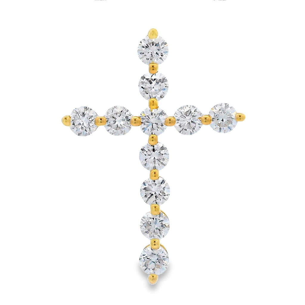 Natural .83ct Cross Religious Pendant 14KT Yellow Gold