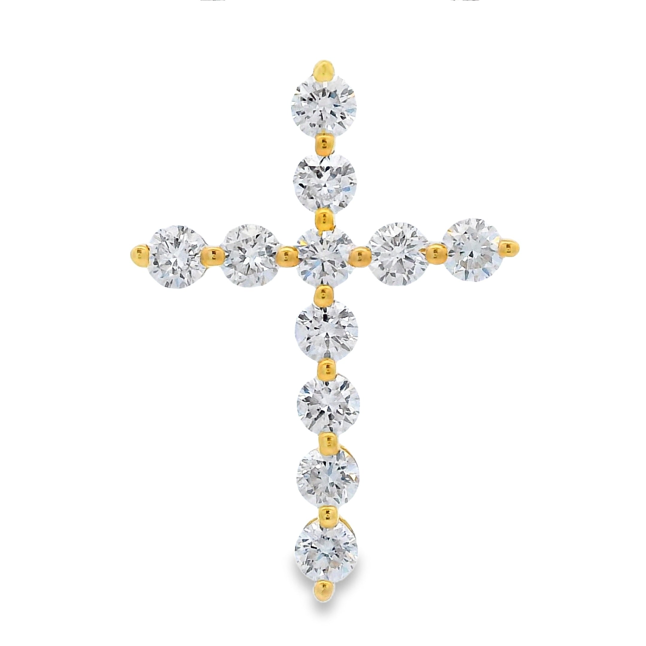 Natural .83ct Cross Religious Pendant 14KT Yellow Gold