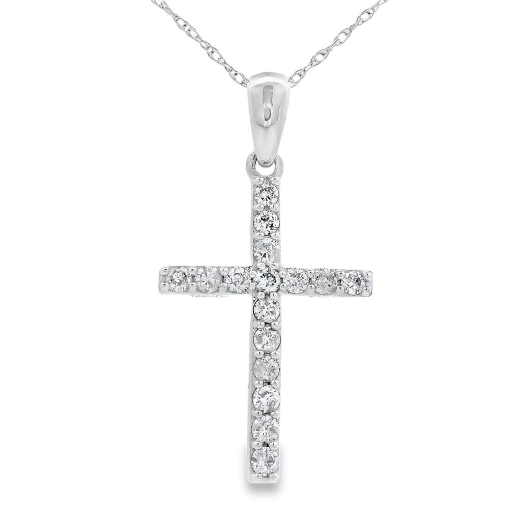 .30ct Diamond Cross Religious Pendant 14KT White Gold