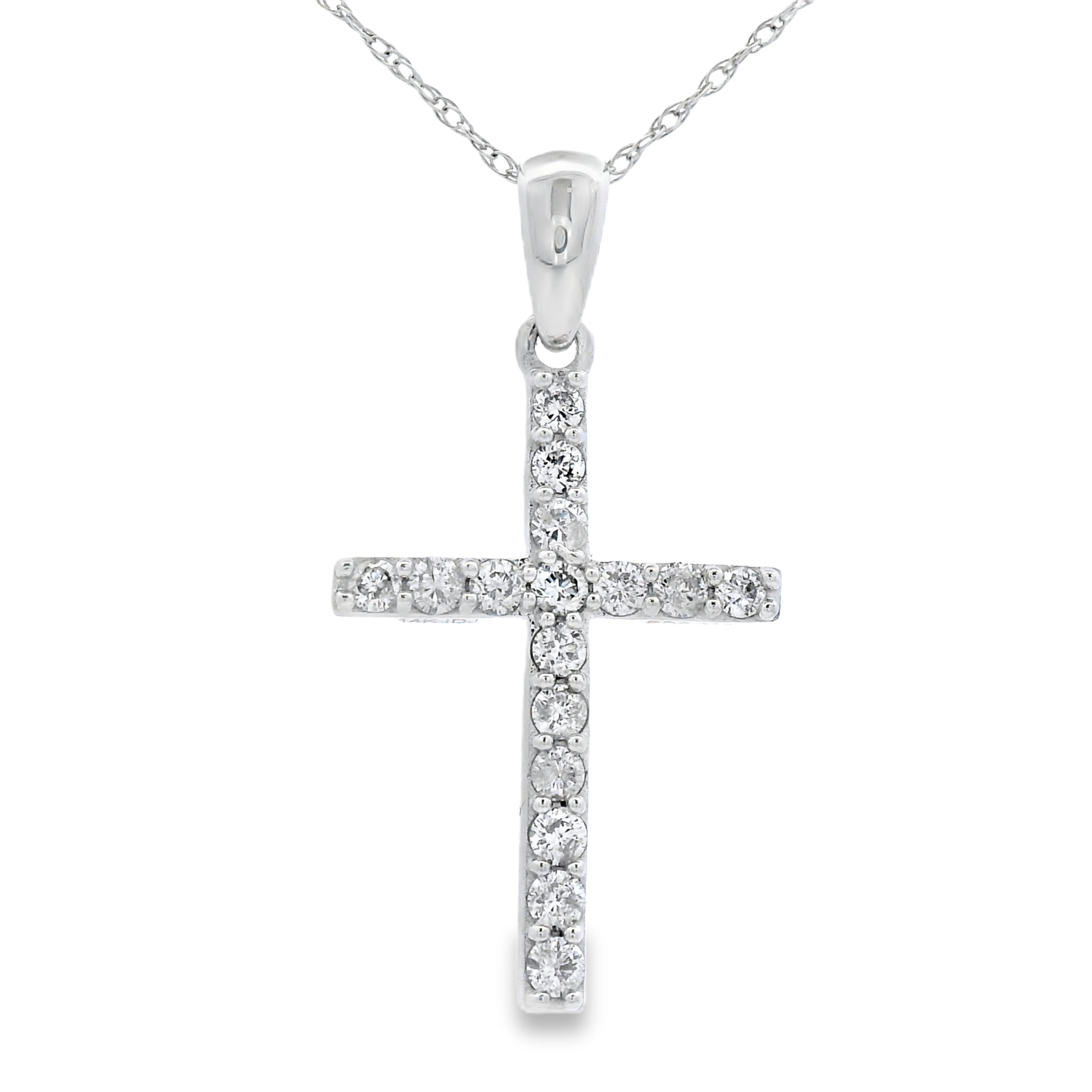 .30ct Diamond Cross Religious Pendant 14KT White Gold