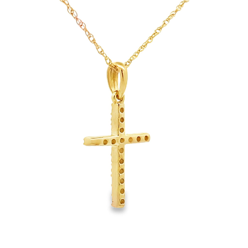 .11ct Diamond Cross Religious Pendant 14KT Yellow Gold