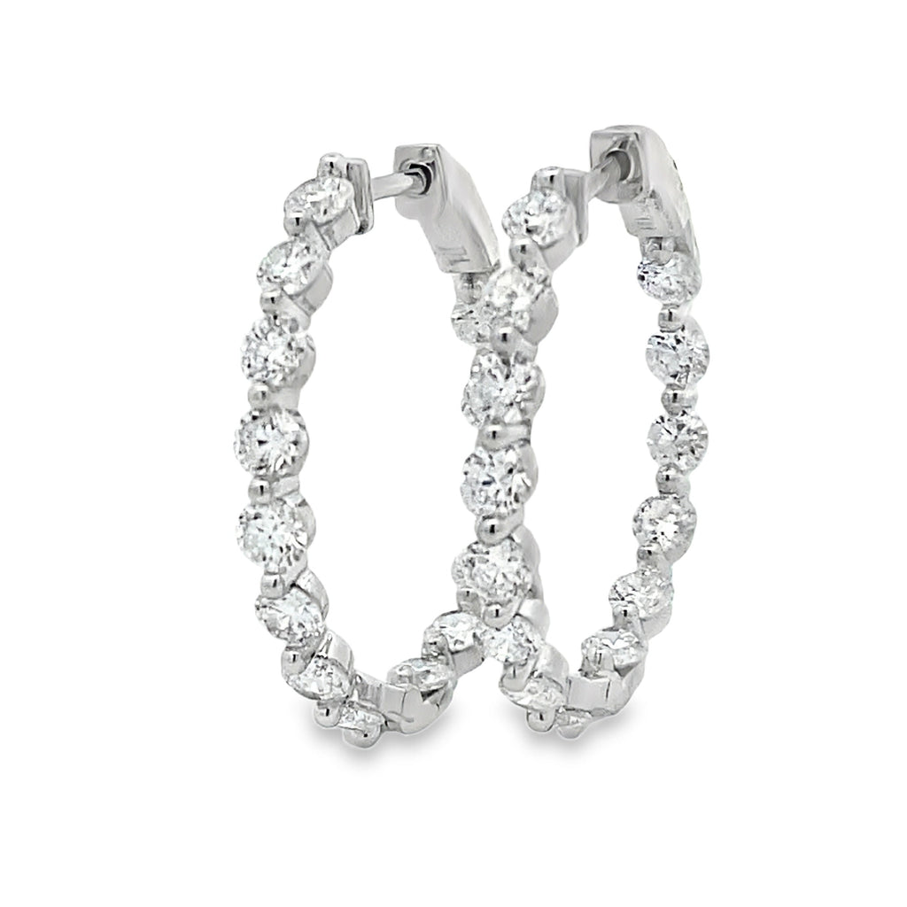 3.10ct Lab Grown Diamond Hoop Earrings Sterling Silver