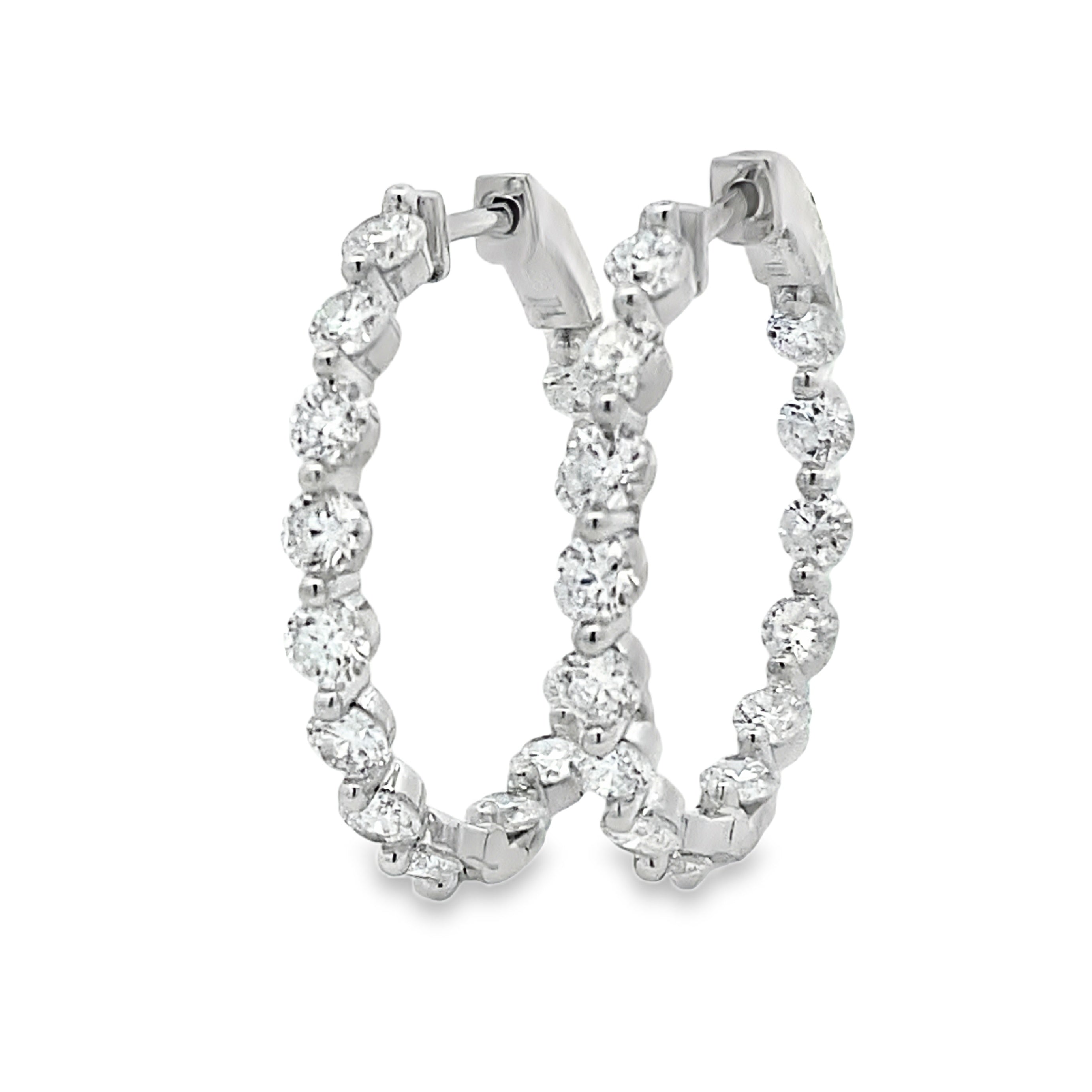3.10ct Lab Grown Diamond Hoop Earrings Sterling Silver