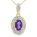 Amethyst Diamond Fashion Pendants 10KT Yellow Gold
