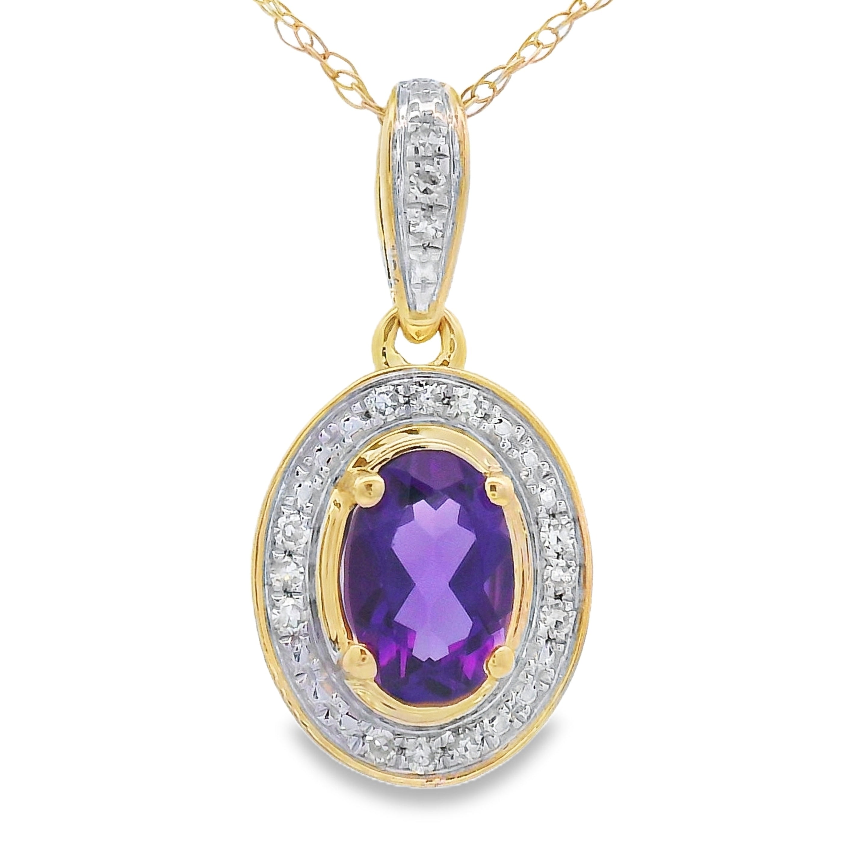 Amethyst Diamond Fashion Pendants 10KT Yellow Gold
