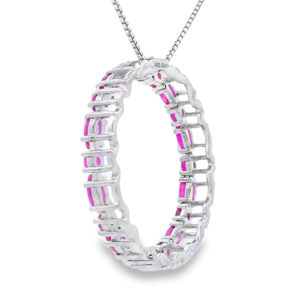 Created Ruby Circle of Love Pendant Sterling Silver