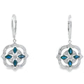 2.04ct Sapphire Diamond Dangle Earrings 14KT White Gold